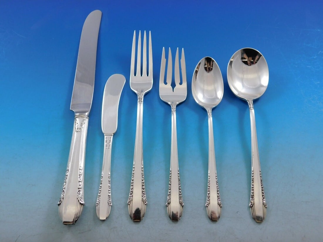 International Silver Enchantress Sterling Flatware Set 51 Pieces Service for 8: International Silver Enchantress Sterling Flatware Set 51 Pieces Service for 8 Discover the exquisite Enchantress flatware set by International Sterling, featuring a stunning Art Deco design from the 