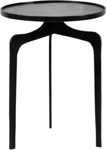 Antique Black Round Brass Iron Metal Side Table: Antique Black Round Brass Iron Metal Side Table Introducing the Distressed Steel Tawnton Side Table, a striking addition to modern homes that blends antique charm with industrial style. This