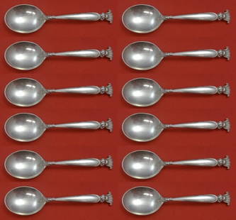 Wallace Romance of the Sea Sterling Silver Spoon Set 12 pcs 6 inch: Wallace Romance of the Sea Sterling Silver Spoon Set 12 pcs 6 inch This exquisite 12-piece set of cream soup spoons is crafted from sterling silver and features the elegant 'Romance of the Sea'