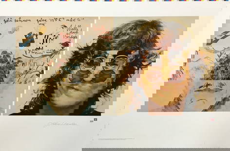 John Lennon Walls and Bridges Lithograph Facsimile Signature 23 x 35: John Lennon Walls and Bridges Lithograph Facsimile Signature 23 x 35 This remarkable lithograph features the iconic album cover art from John Lennon's "Walls and Bridges." Measuring 23" x 35" with a