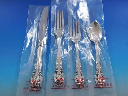 Gorham La Scala Sterling Silver Flatware Set for 12 - 54 Pcs Unused: Gorham La Scala Sterling Silver Flatware Set for 12 - 54 Pcs Unused This exquisite La Scala flatware set by Gorham boasts 54 pieces crafted from high-quality sterling silver, perfect for elegant