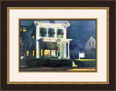 Edward Hopper Rooms for Tourists Custom Framed Lithograph 21 x 26: Edward Hopper Rooms for Tourists Custom Framed Lithograph 21 x 26 This custom gallery framed print features Edward Hopper's renowned artwork "Rooms for Tourists." The print is a reproduction created