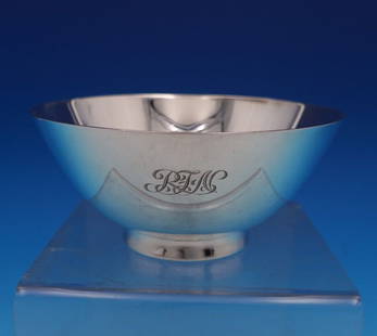 Tiffany & Co Faneuil Sterling Silver Dip Dish 2 3/8 x 5 1/8 Monogrammed: Tiffany & Co Faneuil Sterling Silver Dip Dish 2 3/8 x 5 1/8 Monogrammed Presenting the elegant Faneuil dip dish by Tiffany & Co., crafted from high-quality sterling silver (.925). This exquisite