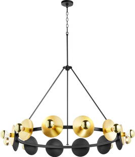 Cyan Artemis Gold Leaf Noir Adjustable-Height Bowl Chandelier: Cyan Artemis Gold Leaf Noir Adjustable-Height Bowl Chandelier Illuminate your space with the stunning Artemis Adjustable-Height Chandelier, a striking piece that embodies vintage charm with a modern