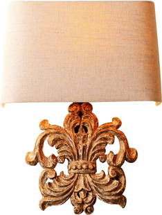 Antique Style French Country Fleur de Lis Wall Sconce 17H x 13W x 6D: Antique Style French Country Fleur de Lis Wall Sconce 17H x 13W x 6D Elevate your home decor with this exquisite Regal French Fleur de Lis Wall Sconce. Crafted in an antique or vintage style, this