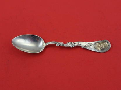 Shiebler Sterling Silver Demitasse Spoon Medallion Etruscan 5 inch Gold Maiden: Shiebler Sterling Silver Demitasse Spoon Medallion Etruscan 5 inch Gold Maiden This exquisite sterling silver coffee spoon is a stunning example of the Medallion pattern, also known as Etruscan or