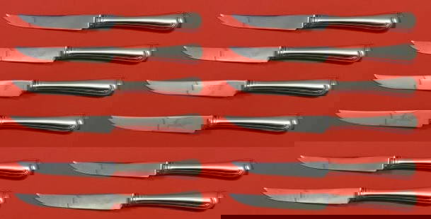 Gorham Old French Sterling Silver Steak Knife Set 12 pcs 8 1/2": Gorham Old French Sterling Silver Steak Knife Set 12 pcs 8 1/2" Enhance your dining experience with this exquisite set of 12 Old French steak knives by Gorham. Crafted from high-quality sterling