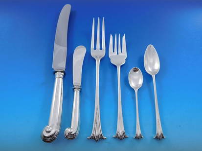 English Onslow Sterling Silver Flatware Set - 59 Pieces: English Onslow Sterling Silver Flatware Set - 59 Pieces Elevate your dining experience with the exquisite English Onslow Sterling Silver Dinner Flatware Set by Worcester. This stunning 59-piece set