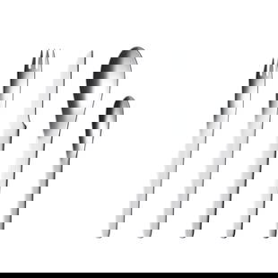 Georg Jensen Arne Jacobsen 20-Piece Stainless Steel Cutlery Set for 4: Georg Jensen Arne Jacobsen 20-Piece Stainless Steel Cutlery Set for 4 Elevate your dining experience with this exceptional 20-piece stainless steel cutlery set designed by Arne Jacobsen and produced