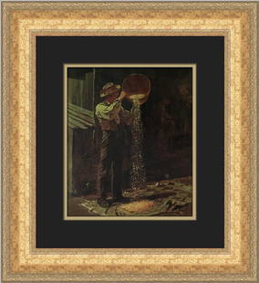 Eastman Johnson Winnowing Grain Custom Framed Art Print 18 x 17: Eastman Johnson Winnowing Grain Custom Framed Art Print 18 x 17 This stunning custom framed print titled 'Winnowing Grain' by artist Eastman Johnson showcases a beautiful portrayal of grain