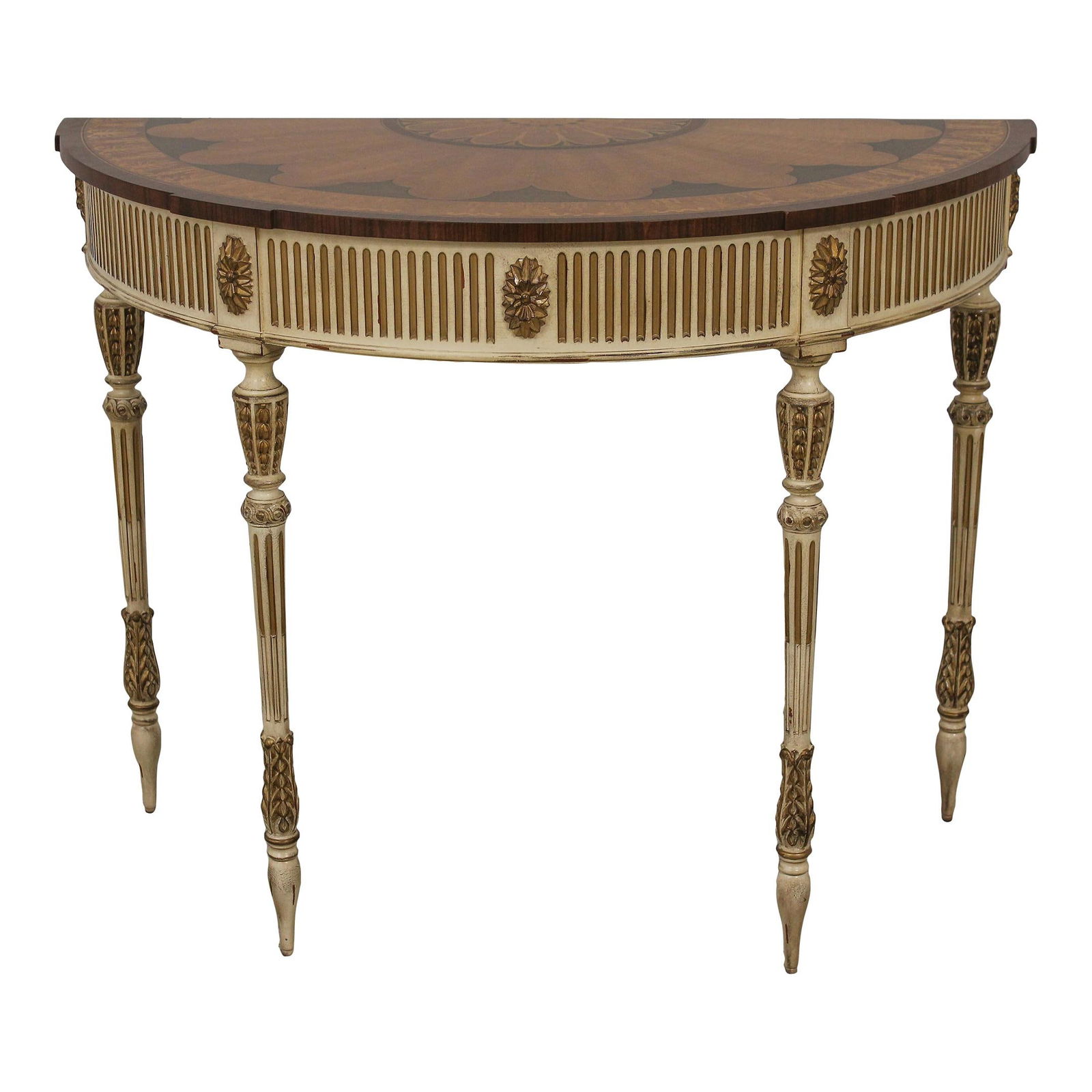 Ej Victor Adams Style Console Table with Satinwood Inlay 42.5" W: Ej Victor Adams Style Console Table with Satinwood Inlay 42.5" W This exquisite Ej Victor Inlaid Adams Style Console Table showcases exceptional craftsmanship and timeless elegance. Featuring stunning