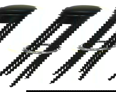 Sleek Pair of Modern Black Chrome Revolving Bar Stools 15w x 15d x 29.5h: Sleek Pair of Modern Black Chrome Revolving Bar Stools 15w x 15d x 29.5h This pair of modern black and chrome revolving bar stools combines sleek design with functionality. Crafted approximately 10