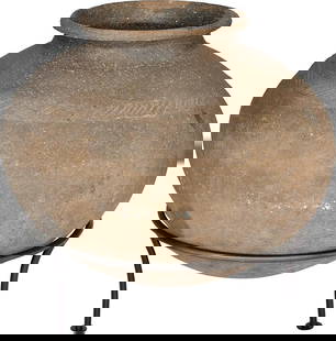 Antique Style Burnt Clay Metal Vase on 18" Stand: Antique Style Burnt Clay Metal Vase on 18" Stand This stunning vase on stand combines a burnt clay finish with a sleek metal base, showcasing a perfect blend of antique charm and modern elegance.