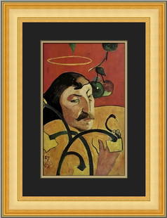 Paul Gauguin Self-Portrait with Halo Custom Framed Print 20 x 16: Paul Gauguin Self-Portrait with Halo Custom Framed Print 20 x 16 This exquisite custom framed print features Paul Gauguin's iconic Self-Portrait with Halo, showcasing the artist's signature