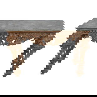 Maitland Smith Georgian Console Table with Fossil Marble Overlay 48 x 21.5 x 34: Maitland Smith Georgian Console Table with Fossil Marble Overlay 48 x 21.5 x 34 This exquisite Georgian console table by Maitland Smith features a stunning fossil marble overlay atop a beautifully