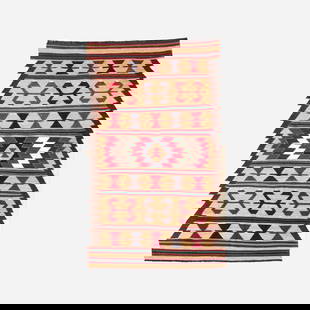 Authentic Handmade Anadol Wool on Wool Kilim: Authentic Handmade Anadol Wool on Wool Kilim This authentic handmade Anadol kilim rug features intricate geometric designs in vibrant red, black, and cream colors. Made from high-quality wool on