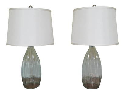 Elegant Pair of Modern Blown Glass Table Lamps 24 Inches: Elegant Pair of Modern Blown Glass Table Lamps 24 Inches Enhance your living space with this elegant pair of modern design blown glass table lamps. Crafted with quality construction, these lamps