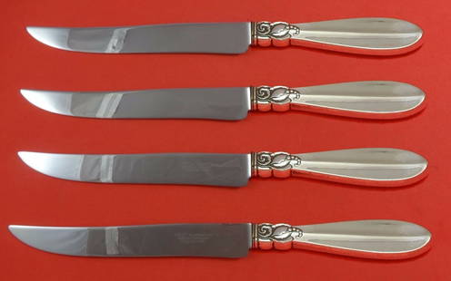 Frigast Princess Fuchsia Sterling Silver Texas-Sized Steak Knife Set 4-Piece 9.5": Frigast Princess Fuchsia Sterling Silver Texas-Sized Steak Knife Set 4-Piece 9.5" Enhance your dining experience with this stunning 4-piece set of Princess Fuchsia steak knives by Frigast. Crafted