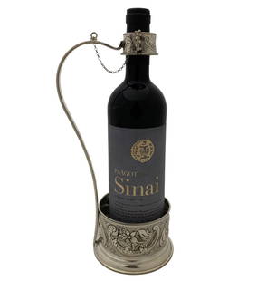 Elegant 925 Sterling Silver Handmade Floral Bottle Holder 11.50" x 4.25": Elegant 925 Sterling Silver Handmade Floral Bottle Holder 11.50" x 4.25" This exquisite handmade bottle holder is crafted from fine 925 sterling silver and features intricate floral and leaf chased