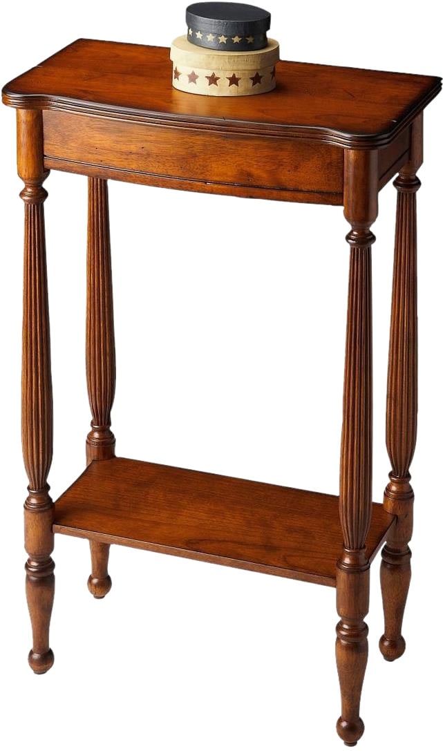 Butler Whitney Console Table Cherry Finish Transitional Style: Butler Whitney Console Table Cherry Finish Transitional Style The Whitney Console Table showcases a classic cherry finish, beautifully crafted to enhance any home decor. This transitional style table