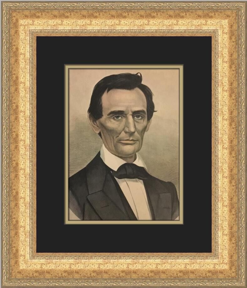 Currier & Ives Abraham Lincoln Custom Framed Art Print 1952: Currier & Ives Abraham Lincoln Custom Framed Art Print 1952 This exquisite custom framed print features Abraham Lincoln, beautifully capturing the essence of Romanticism. Created by the renowned artis
