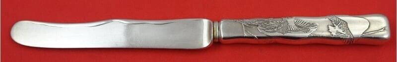 Tiffany & Co Sterling Silver Dessert Knife 7.5 Lap Over Edge Acid Etched Mushroom Motif: Tiffany & Co Sterling Silver Dessert Knife 7.5 Lap Over Edge Acid Etched Mushroom Motif This exquisite dessert knife by Tiffany & Co. features the elegant Lap Over Edge Acid Etched pattern. Crafted