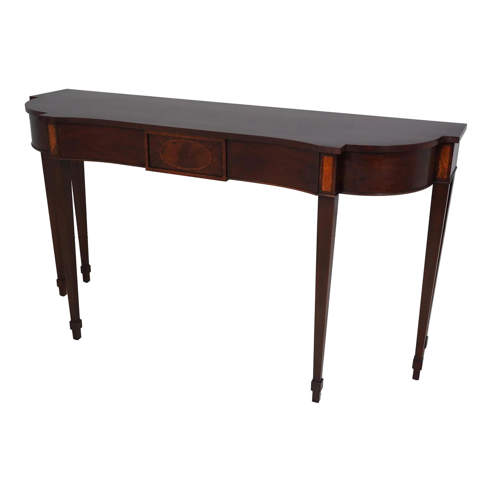 Henkel Harris No.5766 Federal Style Console Table in Mahogany 66 x 21 x 36: Henkel Harris No.5766 Federal Style Console Table in Mahogany 66 x 21 x 36 This Henkel Harris Console Table, model No.5766, showcases timeless Federal and traditional styles with exquisite craftsmansh