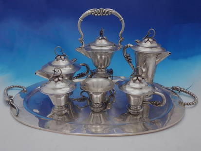 Blossom Mexican Sterling Silver 7-Piece Tea Set Elegant Serving Collection: Blossom Mexican Sterling Silver 7-Piece Tea Set Elegant Serving Collection This stunning Blossom Mexican sterling silver tea set features a beautiful floral pattern and includes a total of seven