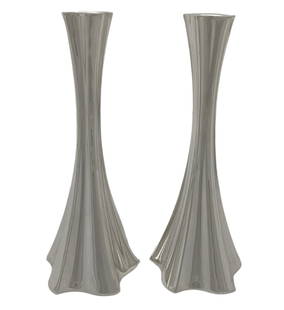 Handmade 925 Sterling Silver Modern Candlesticks 8 Inches Tall: Handmade 925 Sterling Silver Modern Candlesticks 8 Inches Tall These exquisite candlesticks are crafted from fine 925 sterling silver, showcasing a modern and unique design with a shiny, sleek