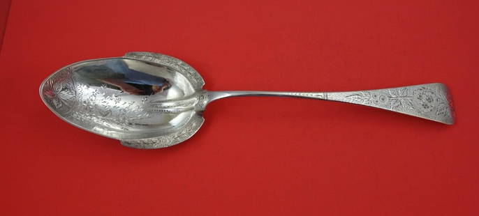 Towle 12 Inch Sterling Silver Brite-Cut Serving Spoon with Floral Design: Towle 12 Inch Sterling Silver Brite-Cut Serving Spoon with Floral Design This elegant 12" serving spoon features a Brite-cut pattern with beautiful flower designs gracefully crafted on the