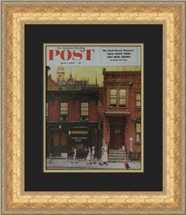 Norman Rockwell Sunday Morning Custom Framed Print 21 x 18 in: Norman Rockwell Sunday Morning Custom Framed Print 21 x 18 in This stunning custom framed print features Norman Rockwell's iconic artwork titled 'Sunday Morning'. The print showcases a medium size