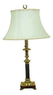 Elegant Regency Style Brass Table Lamp 32 Tall with 18 Shade: Elegant Regency Style Brass Table Lamp 32 Tall with 18 Shade This elegant Regency Style Brass Table Lamp brings a touch of classic sophistication to any space. Standing at 32 inches tall, it