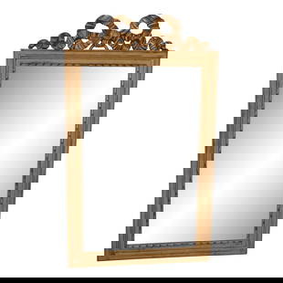 LaBarge Gold Gilt Beveled Glass Decorative Mirror 25.5w x 43h: LaBarge Gold Gilt Beveled Glass Decorative Mirror 25.5w x 43h This exquisite LaBarge Ribbon Crest Decorative Mirror features a stunning gold gilt finish and beveled glass, showcasing high-quality