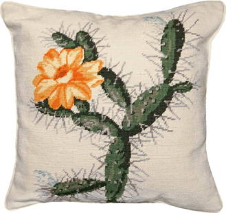 Williamsburg Yellow Flower Cactus Pillow: Williamsburg Yellow Flower Cactus Pillow Add a touch of charm to your home decor with this Colonial Williamsburg Cactus Artwork Pillow. Crafted in an antique or vintage style, this decorative pillow