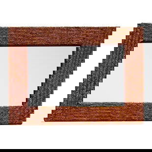 Vintage Coastal Chevron Weave Rattan Horizontal Mirror 32.25 x 44 Chestnut: Vintage Coastal Chevron Weave Rattan Horizontal Mirror 32.25 x 44 Chestnut Embrace the coastal charm with this Vintage Coastal Chevron Weave Rattan Horizontal Mirror. Expertly crafted in the USA, it