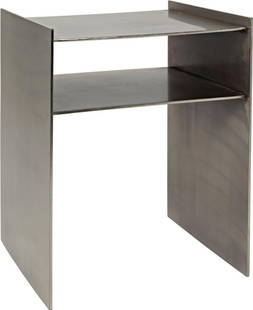 Cyrus Industrial Steel Side Table by Noir 21H 16W 16D: Cyrus Industrial Steel Side Table by Noir 21H 16W 16D The Cyrus Side Table showcases a striking industrial elegance with its robust design crafted from industrial steel metal. This new side table