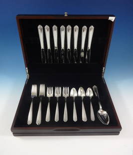 Westmorland Lady Hilton Sterling Silver Flatware Set for 8, 33 Pieces with Storage Chest: Westmorland Lady Hilton Sterling Silver Flatware Set for 8, 33 Pieces with Storage Chest This exquisite Lady Hilton flatware service by Westmorland is crafted from high-quality sterling silver and
