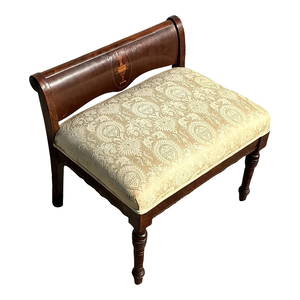 Elegant Vintage Regency Wood Inlay Accent Bench