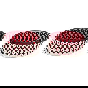 Art Deco Sterling Silver Salt Cellars: Art Deco Sterling Silver Salt Cellars Discover this exquisite pair of Art Deco salt cellars, expertly crafted around the 1920s. Featuring a stunning ruby red color and elegant oval shape, these salt