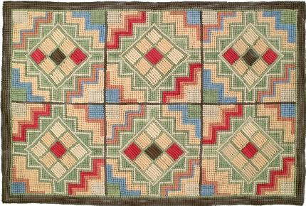 Vintage Hooked Rug 2x3 Multi-Color Geometric Design American Style: Vintage Hooked Rug 2x3 Multi-Color Geometric Design American Style Introducing a stunning vintage-style hooked rug that embodies timeless elegance. This exquisite piece features a vibrant geometric