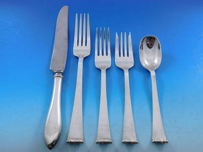 Allan Adler Modern Georgian Sterling Silver Flatware Set 61 Pieces Arts & Crafts: Allan Adler Modern Georgian Sterling Silver Flatware Set 61 Pieces Arts & Crafts This exquisite Modern Georgian flatware set by Allan Adler showcases the artistry of sterling silver craftsmanship.