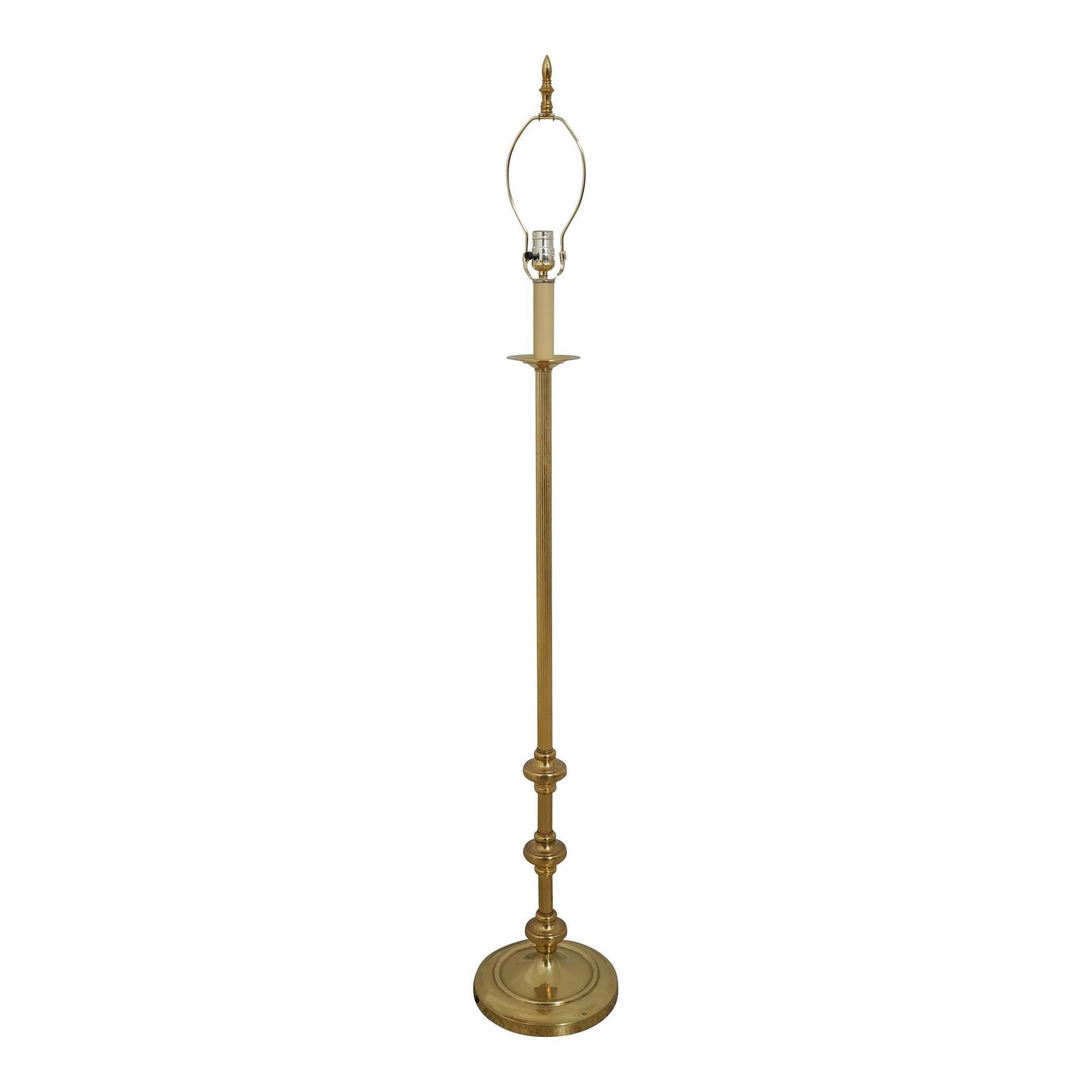 Elegant 60 Inch Reeded Brass Column Floor Lamp: Elegant 60 Inch Reeded Brass Column Floor Lamp This elegant Reeded Brass Column Floor Lamp stands approximately 60 inches tall, showcasing a classic brass finish that adds a touch of sophistication to