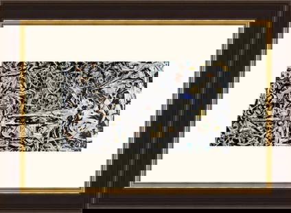 Jackson Pollock Night Mist Custom Framed Lithograph 22 x 16: Jackson Pollock Night Mist Custom Framed Lithograph 22 x 16 This exquisite reproduction of Jackson Pollock's "Night Mist" is an abstract masterpiece that captures the essence of his unique style.