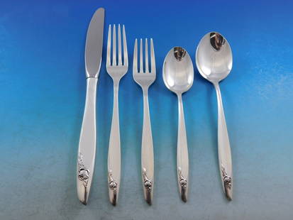 Alvin Eternal Rose Sterling Silver Flatware Set for 8 - 44 Pieces Unused: Alvin Eternal Rose Sterling Silver Flatware Set for 8 - 44 Pieces Unused Discover the elegance of the 'Eternal Rose' Sterling Silver Flatware Set by Alvin, designed to serve 8 people with a total of