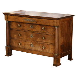 Early 19th Century French Empire Walnut Commode with Bronze Accents