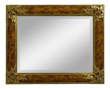 Elegant Gold Leaf Faux Walnut Rectangular Mirror 31.5 x 25.5: Elegant Gold Leaf Faux Walnut Rectangular Mirror 31.5 x 25.5 This exquisite rectangular mirror features a stunning gold leaf finish and a beautifully faux walnut painted frame. Crafted approximately