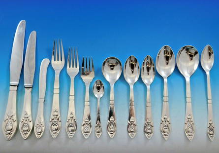 Georg Jensen Fuchsia Klokke Sterling Silver Flatware Set 160 Pieces Art Nouveau: Georg Jensen Fuchsia Klokke Sterling Silver Flatware Set 160 Pieces Art Nouveau Explore the exquisite Fuchsia by Georg Jensen Klokke Sterling Flatware Set, an exceptional collection of 160 pieces desi