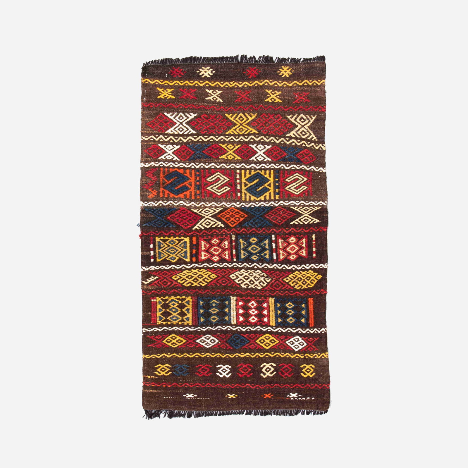 Authentic Handmade Cicim Wool On Wool Kilim 25.6" x 47.2": Authentic Handmade Cicim Wool On Wool Kilim 25.6" x 47.2" Authentic Handmade Cicim Wool On Wool. Free continental US Shipping. Origin: CICIM. Type: KILIM. Made by: HANDMADE. Material: WOOL ON WOOL. We