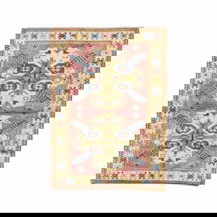 Authentic Handmade Kars Wool On Wool Carpet: Authentic Handmade Kars Wool On Wool Carpet This exquisite handmade Kars carpet showcases a stunning geometric pattern, crafted with meticulous attention to detail. Made from high-quality wool on