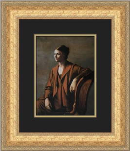 Pablo Picasso Portrait of Olga Custom Framed Print 18 x 16: Pablo Picasso Portrait of Olga Custom Framed Print 18 x 16 This custom framed print features Pablo Picasso's "Portrait of Olga the Artist's Wife," a stunning representation of Abstract Expressionism